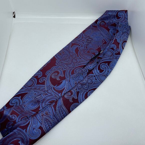 Michael Kors Paisley Print Silk Tie Blue and Maroon Men’s Tie 59”‎ - Picture 5 of 6